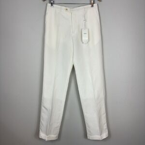 Vtg Giorgio Armani Le Collezioni Linen Rayon Pants Sz 32 Cuffed White NWT NOS